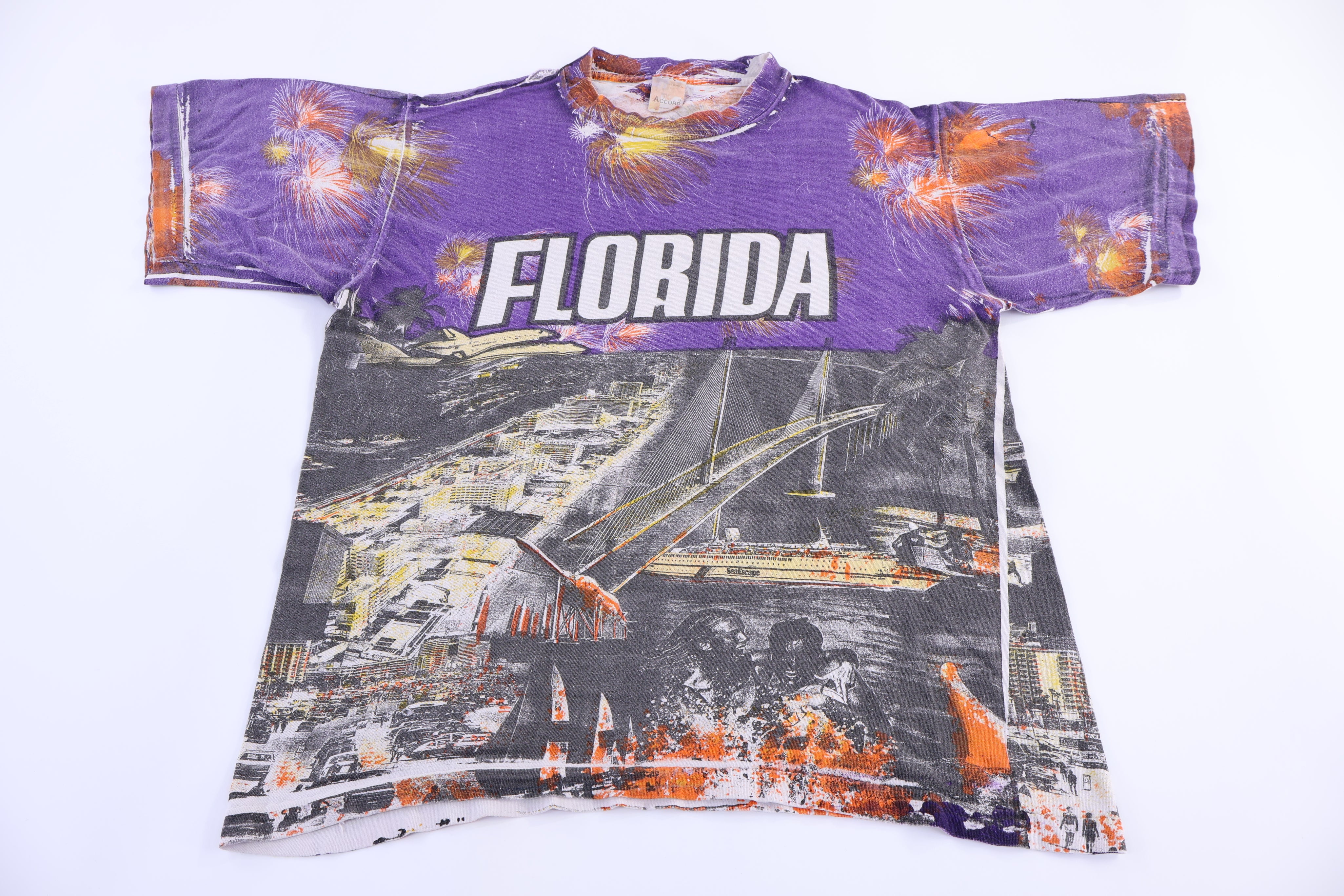 90's Florida All Over Graphic T-shirt