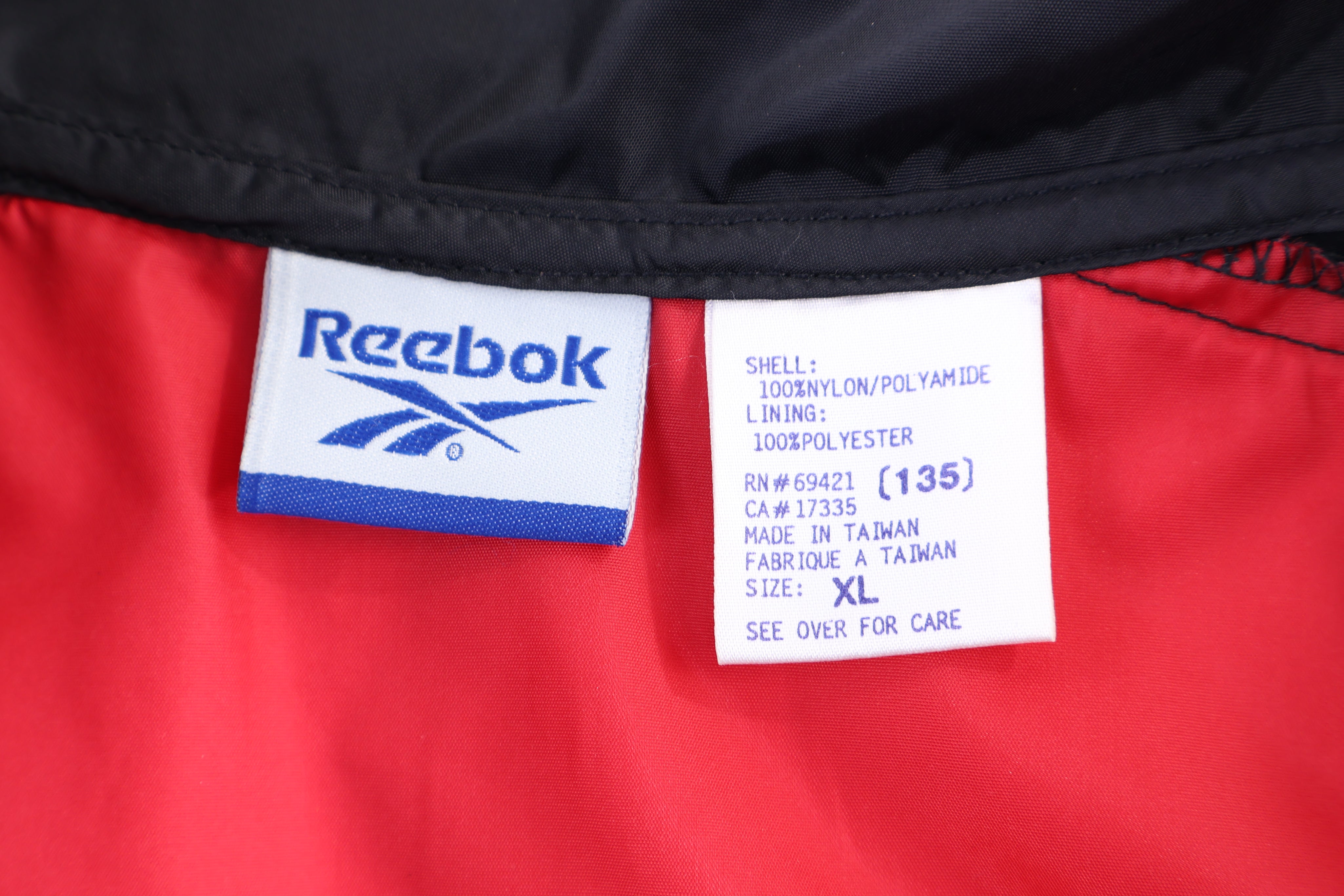 Vintage Reebok Red, Black & White Full Zip Windbreaker