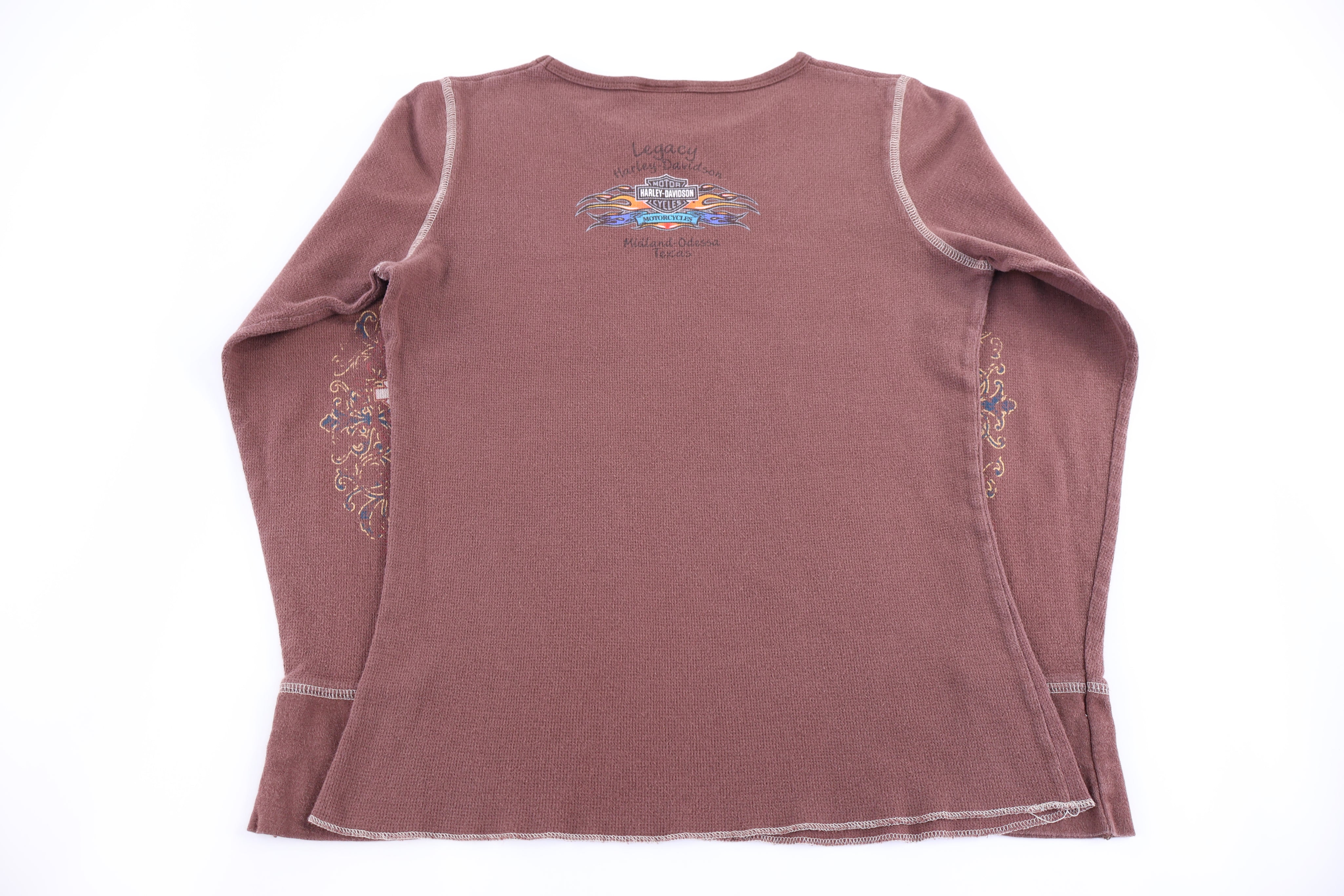 Women's Harley Davidson Motorcycles Brown Thermal LS T-shirt