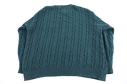 Tommy Hilfiger Embroidered Logo Green Cable Knit Sweater
