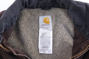 Carhartt Logo Patch Brown Sherpa Lined Full Zip Jacket
