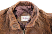 Adam Spencer Brown Leather Zip Up Jacket - ThriftedThreads.com