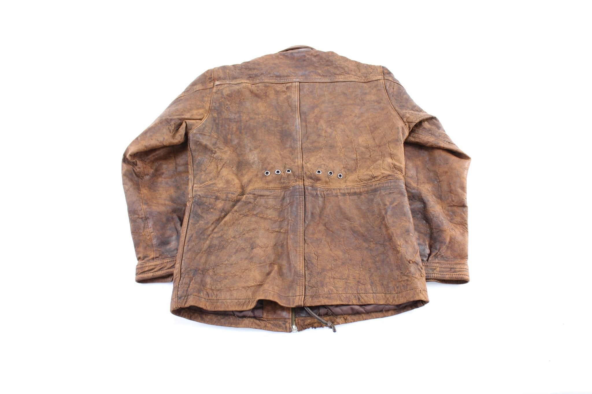 Adam Spencer Brown Leather Zip Up Jacket - ThriftedThreads.com