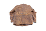 Adam Spencer Brown Leather Zip Up Jacket - ThriftedThreads.com