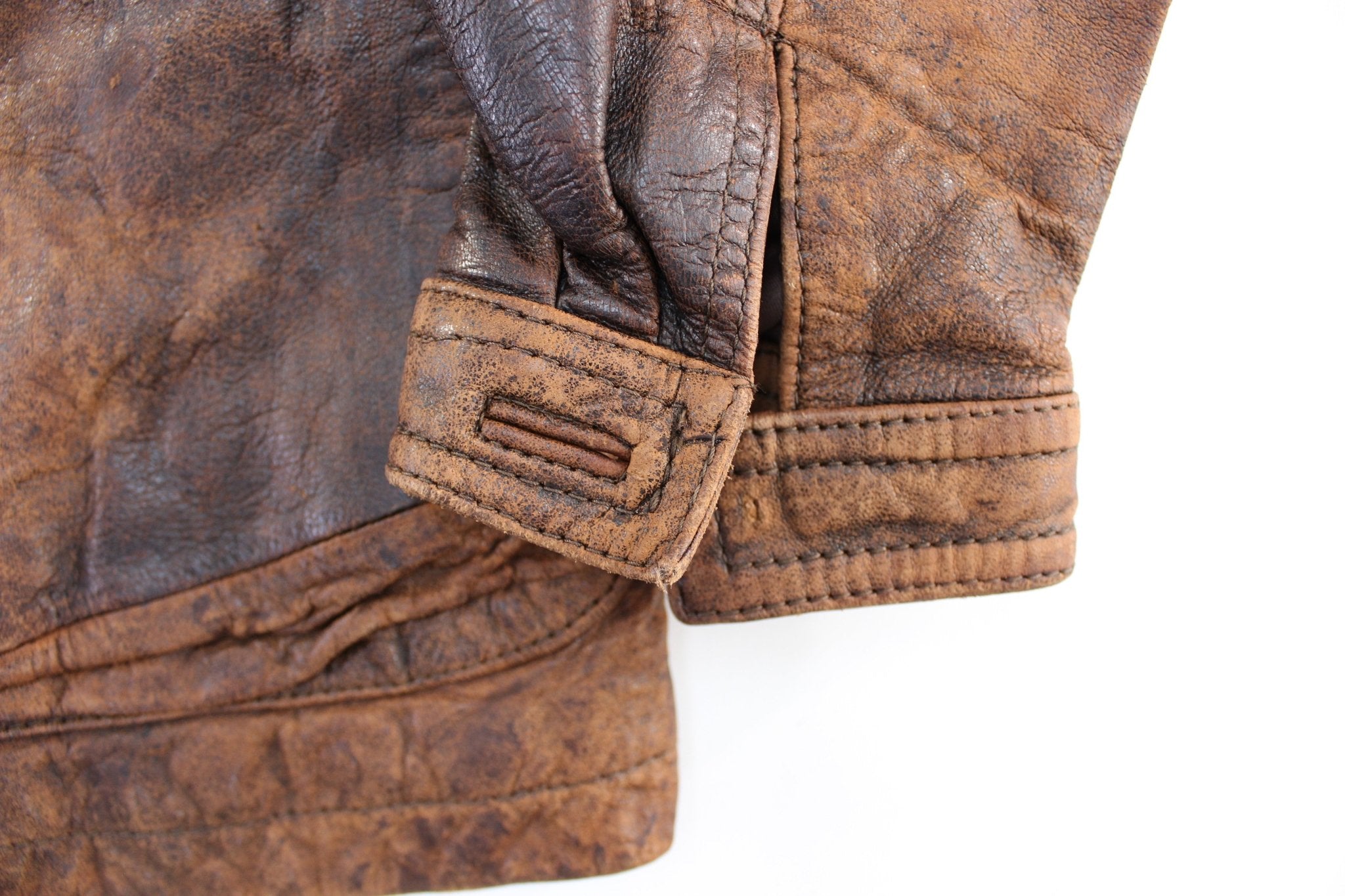 Adam Spencer Brown Leather Zip Up Jacket - ThriftedThreads.com
