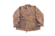 Adam Spencer Brown Leather Zip Up Jacket - ThriftedThreads.com