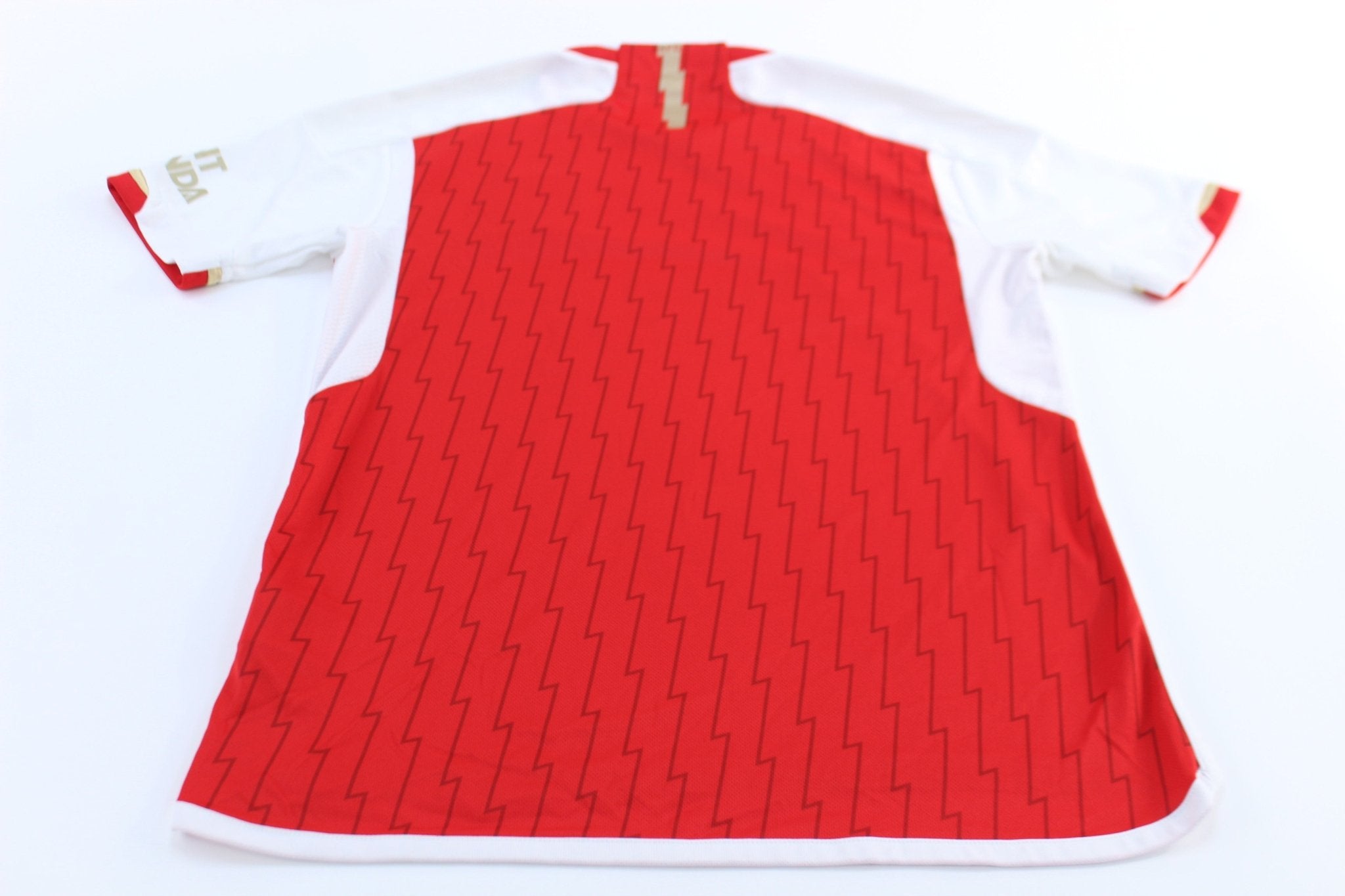 Adidas Embroidered Logo Arsenal Striped Soccer Jersey - ThriftedThreads.com