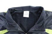 Adidas Embroidered Logo Black & Green Striped Zip Up Jacket - Jacket - Thrifted Threads
