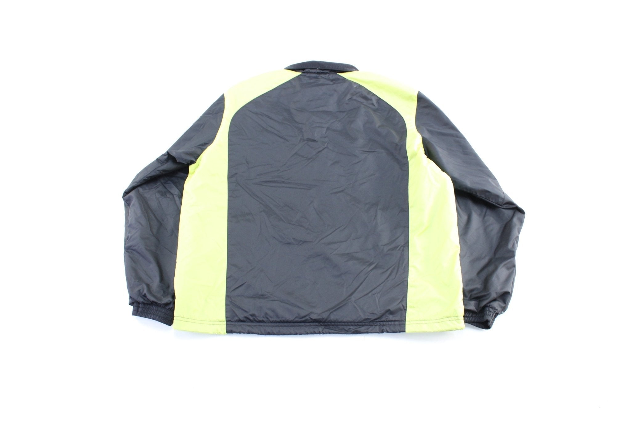 Adidas Embroidered Logo Black & Green Striped Zip Up Jacket - Jacket - Thrifted Threads