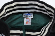 Adidas Embroidered Logo Black, Green, & White Track Jacket - ThriftedThreads.com