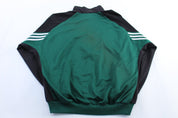 Adidas Embroidered Logo Black, Green, & White Track Jacket - ThriftedThreads.com