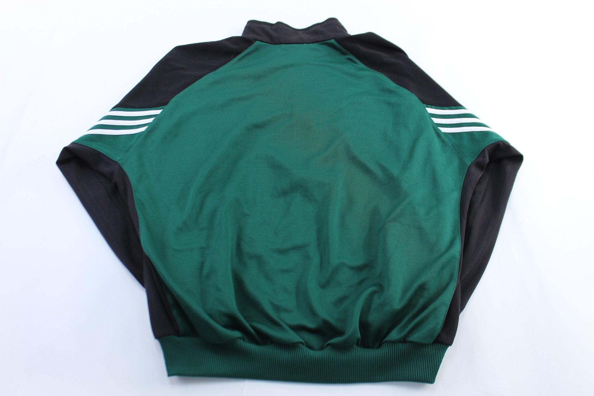Adidas Embroidered Logo Black, Green, & White Track Jacket - ThriftedThreads.com