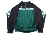 Adidas Embroidered Logo Black, Green, & White Track Jacket - ThriftedThreads.com