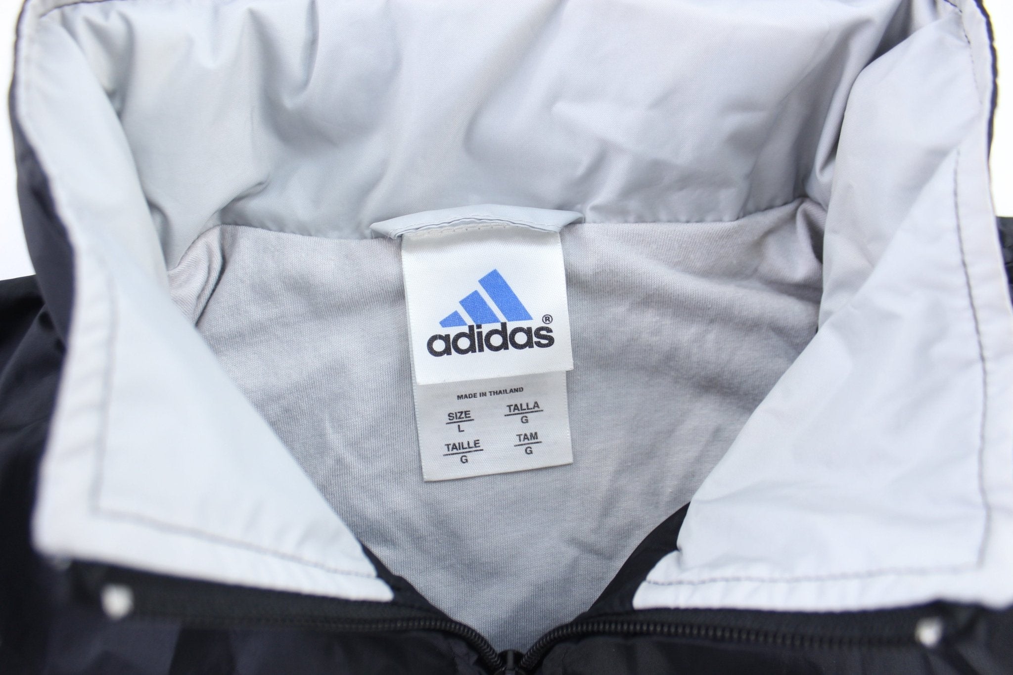 Adidas Embroidered Logo Black & Grey Zip Up Jacket - ThriftedThreads.com