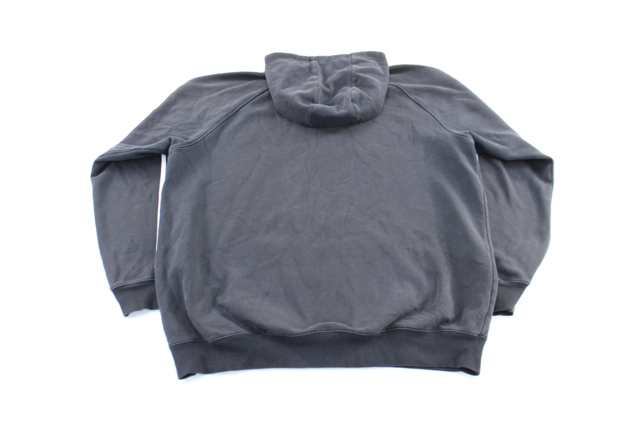 Adidas Embroidered Logo Black & White Striped Pullover Hoodie - ThriftedThreads.com
