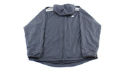 Adidas Embroidered Logo Black & White Striped Zip Up Jacket - ThriftedThreads.com