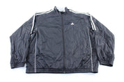 Adidas Embroidered Logo Black & White Striped Zip Up Jacket - Jacket - Thrifted Threads