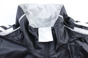 Adidas Embroidered Logo Black & White Striped Zip Up Jacket - Jacket - Thrifted Threads