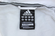Adidas Embroidered Logo Black & White Striped Zip Up Jacket - Jackets - Thrifted Threads