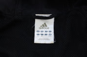 Adidas Embroidered Logo Black & White Striped Zip Up Jacket - Jackets - Thrifted Threads