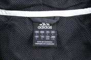 Adidas Embroidered Logo Black & White Striped Zip Up Jacket - Jackets - Thrifted Threads