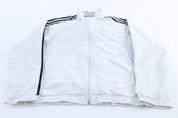 Adidas Embroidered Logo Black & White Striped Zip Up Jacket - Jackets - Thrifted Threads