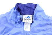 Adidas Embroidered Logo Blue, Green, & White Striped Zip Up Jacket - Jackets - Thrifted Threads