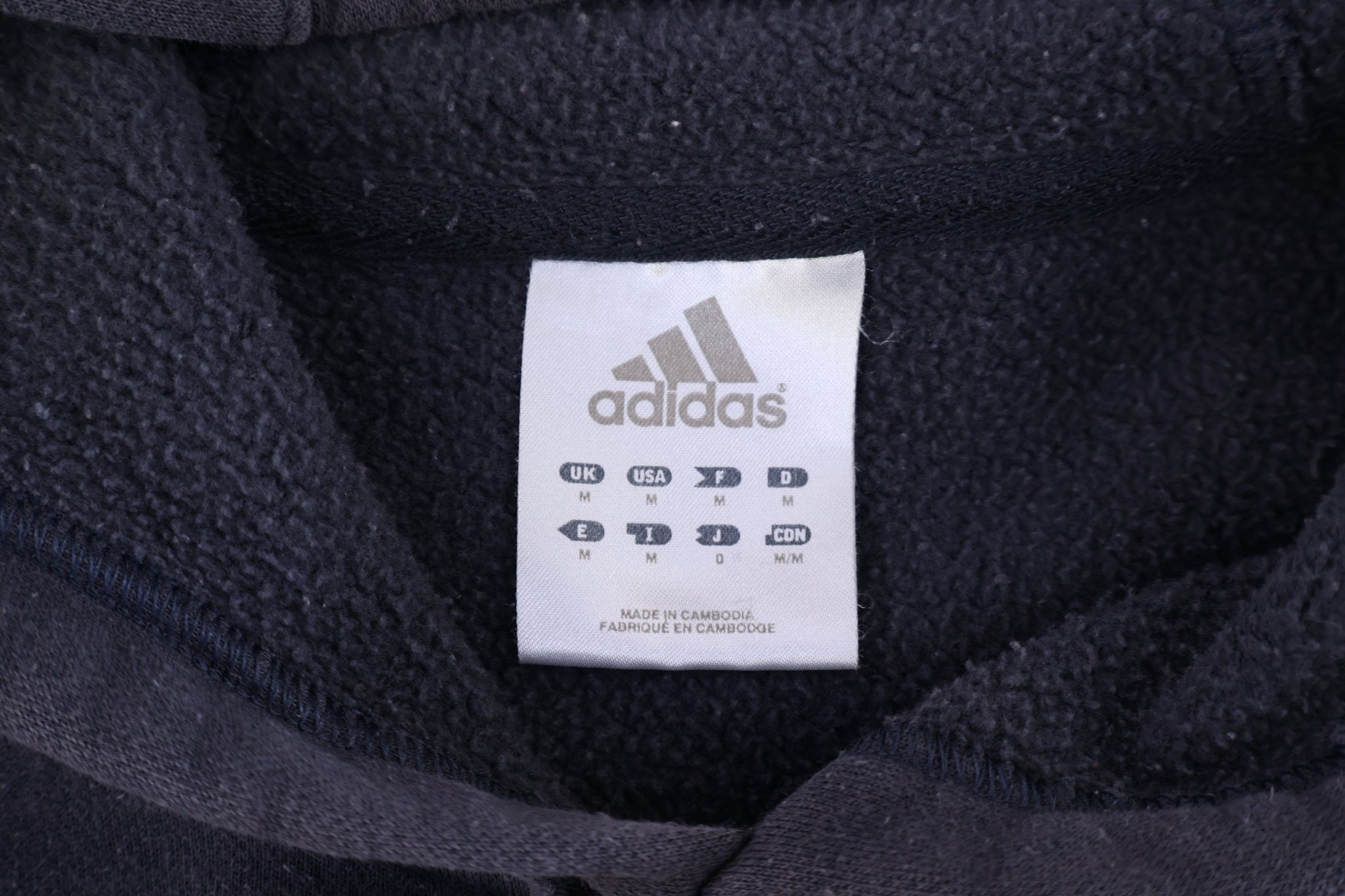 Adidas Embroidered Logo Blue & Grey Striped Pullover Hoodie - Jacket - Thrifted Threads