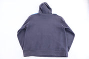 Adidas Embroidered Logo Blue & Grey Striped Pullover Hoodie - Jacket - Thrifted Threads
