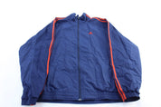 Adidas Embroidered Logo Blue & Orange Striped Zip Up Jacket - ThriftedThreads.com