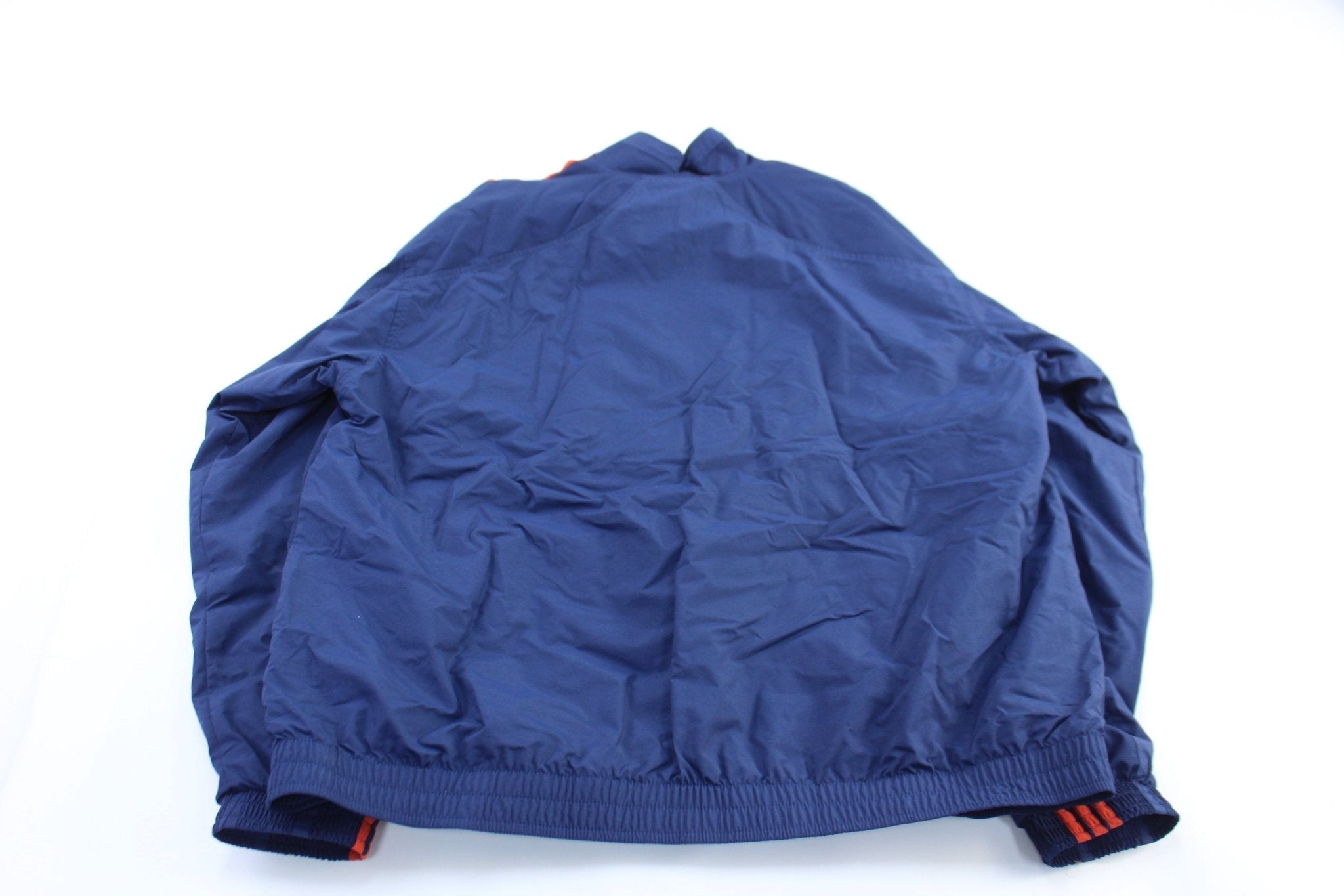 Adidas Embroidered Logo Blue & Orange Striped Zip Up Jacket - Jacket - Thrifted Threads