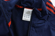Adidas Embroidered Logo Blue & Orange Striped Zip Up Jacket - Jacket - Thrifted Threads