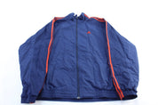 Adidas Embroidered Logo Blue & Orange Striped Zip Up Jacket - Jacket - Thrifted Threads