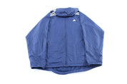 Adidas Embroidered Logo Blue & White Striped Hooded Jacket - Jacket - Thrifted Threads