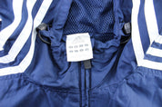 Adidas Embroidered Logo Blue & White Striped Hooded Jacket - Jacket - Thrifted Threads