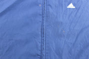 Adidas Embroidered Logo Blue & White Striped Zip Up Jacket - ThriftedThreads.com