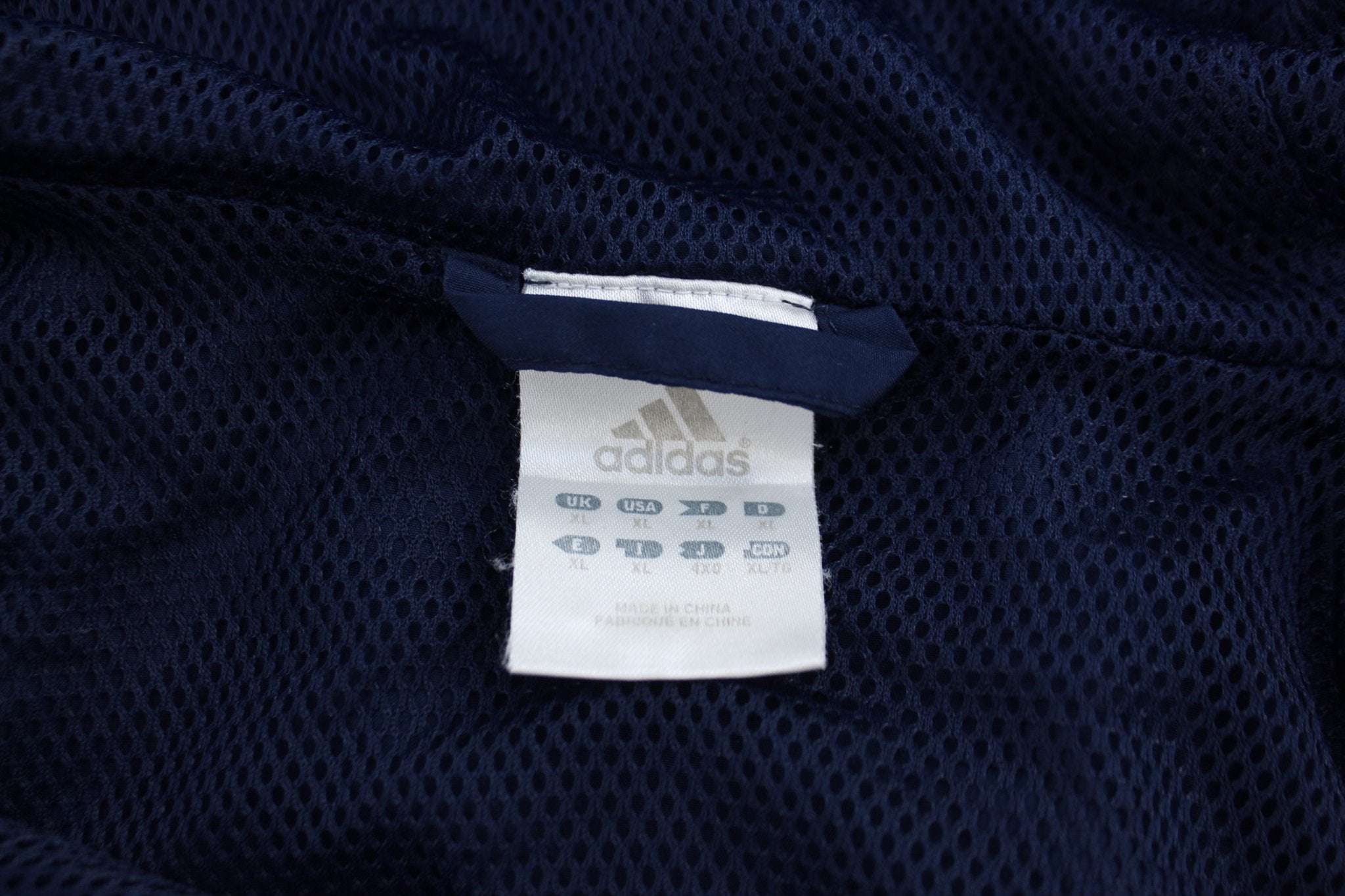 Adidas Embroidered Logo Blue & White Striped Zip Up Jacket - ThriftedThreads.com