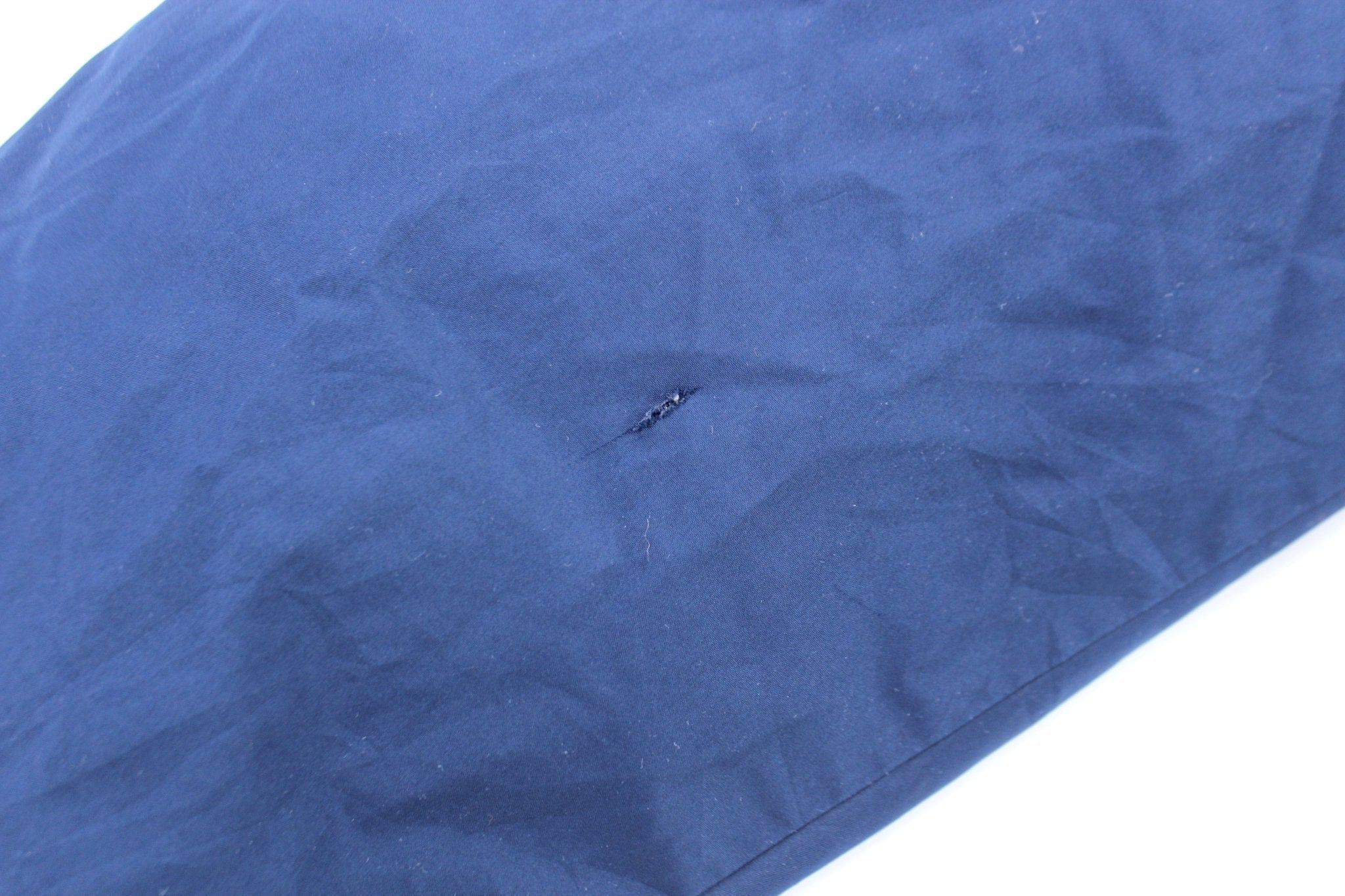 Adidas Embroidered Logo Blue & White Striped Zip Up Jacket - ThriftedThreads.com