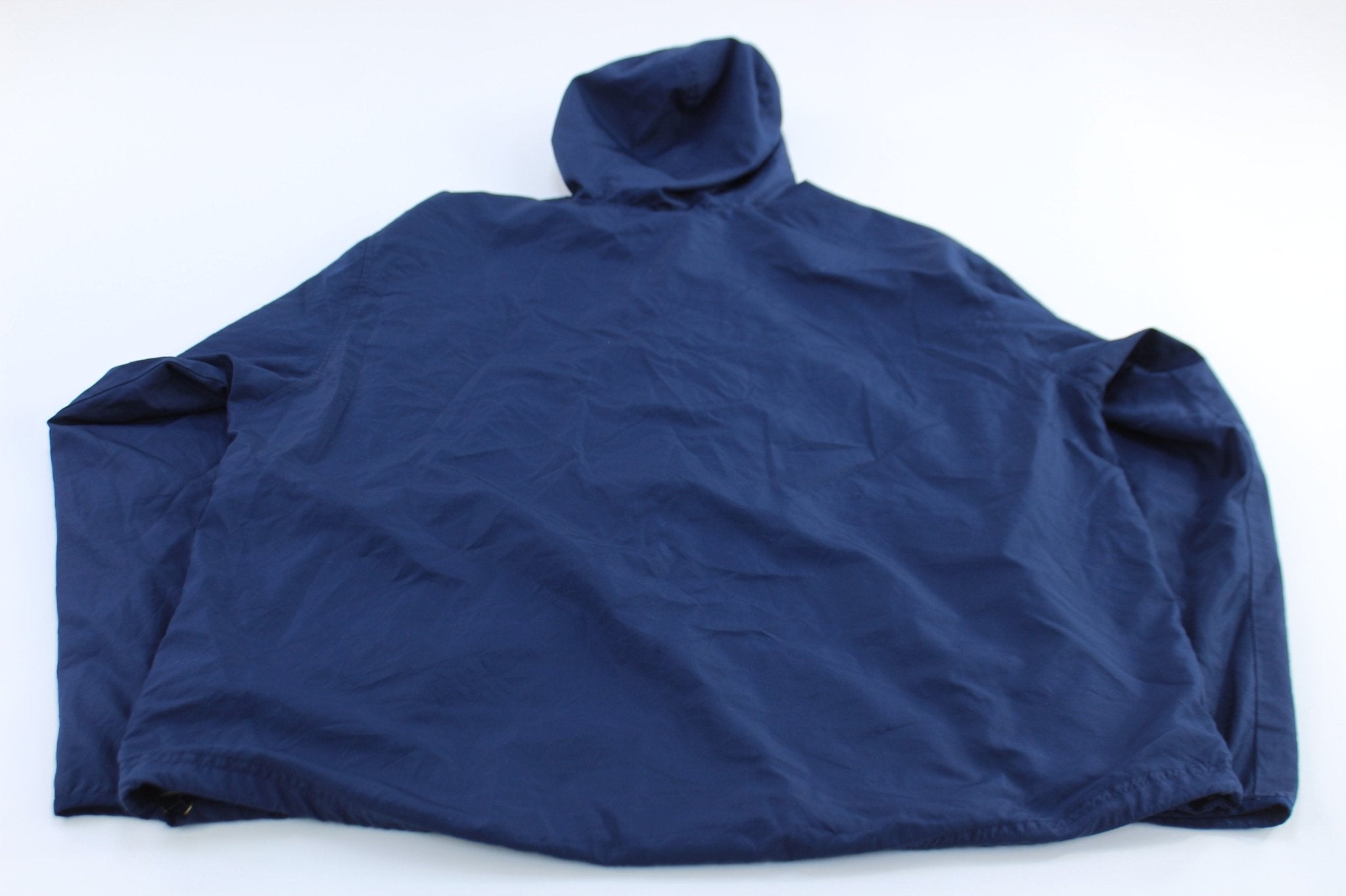 Adidas Embroidered Logo Blue & White Striped Zip Up Jacket - ThriftedThreads.com