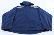 Adidas Embroidered Logo Blue & White Striped Zip Up Jacket - ThriftedThreads.com