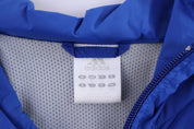 Adidas Embroidered Logo Blue & White Striped Zip Up Jacket - Jacket - Thrifted Threads