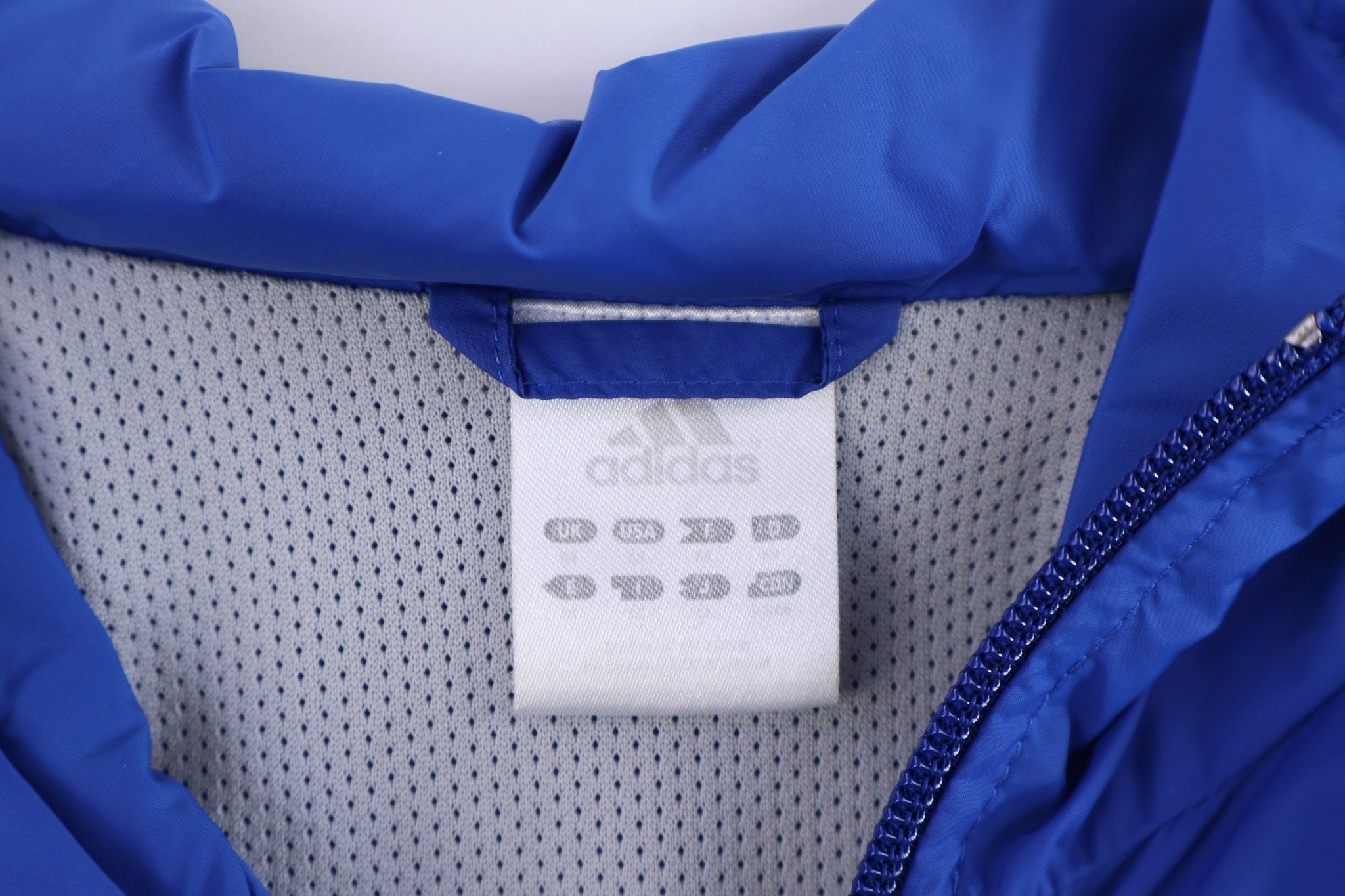 Adidas Embroidered Logo Blue & White Striped Zip Up Jacket - Jacket - Thrifted Threads