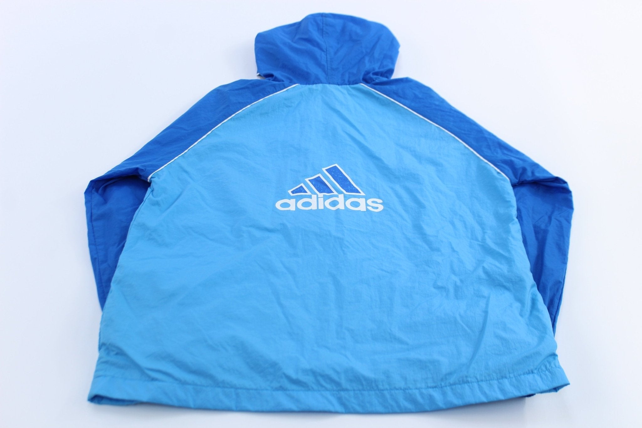 Adidas Embroidered Logo Blue Zip Up Jacket - ThriftedThreads.com