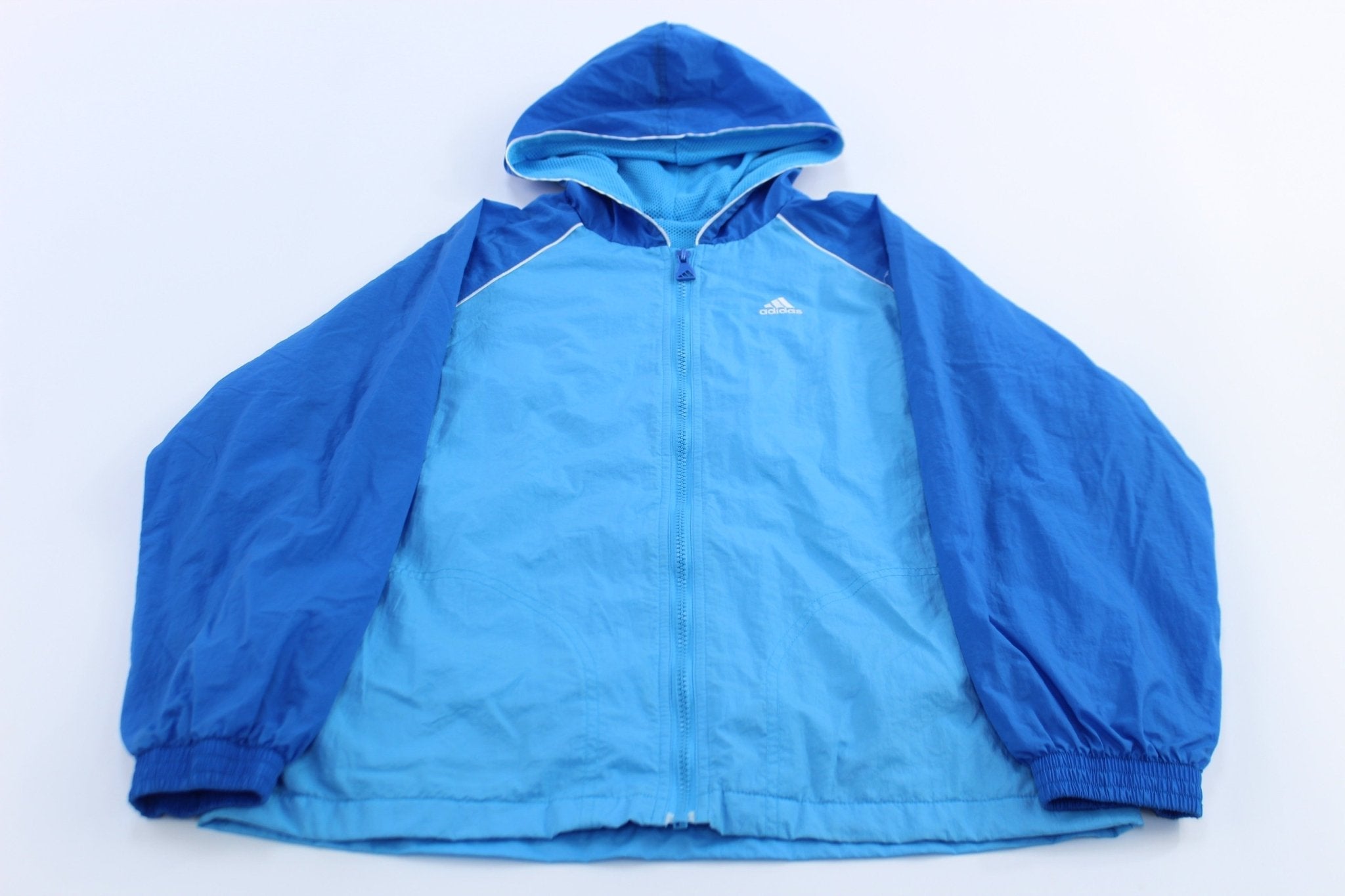 Adidas Embroidered Logo Blue Zip Up Jacket - Jackets - Thrifted Threads