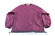 Adidas Embroidered Logo Burgundy, Black, & White Striped Zip Up Jacket - ThriftedThreads.com