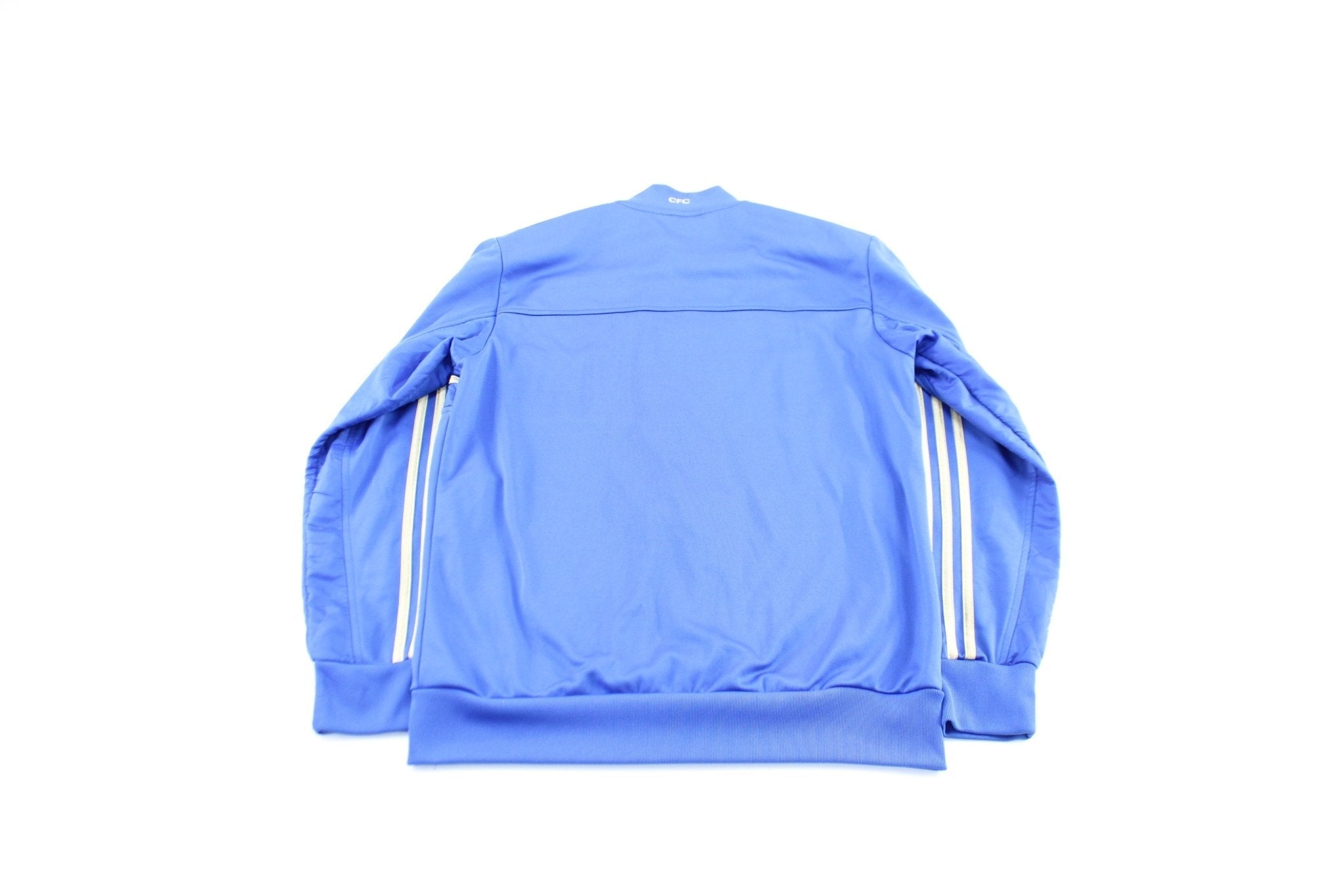 Adidas Embroidered Logo Chelsea Blue & Gold Striped Zip Up Jacket - Jacket - Thrifted Threads