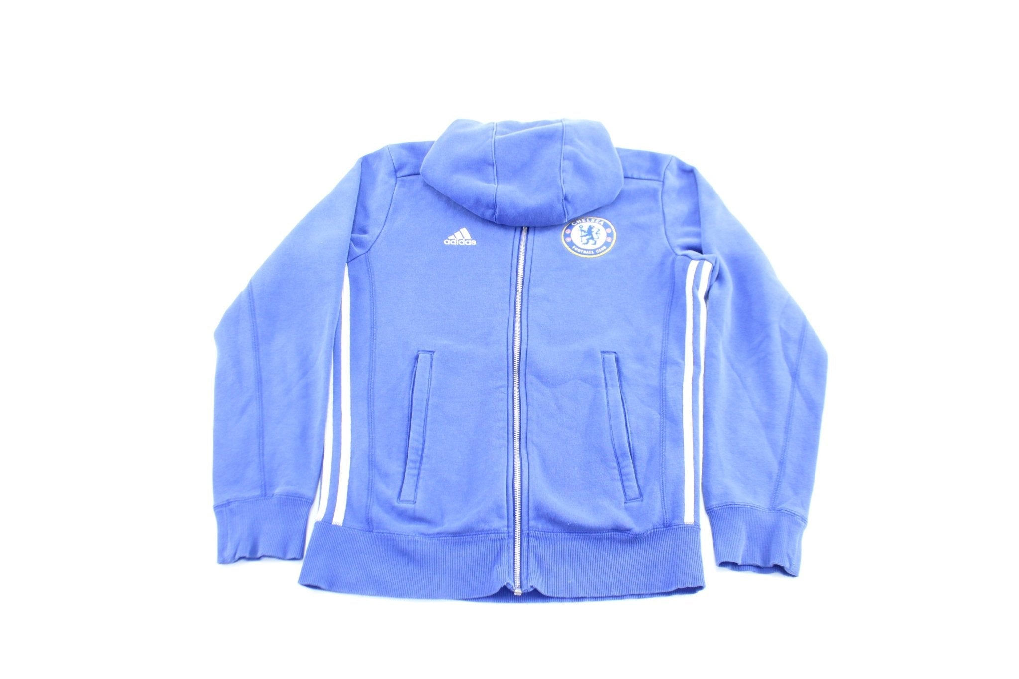 Adidas Embroidered Logo Chelsea Football Club Striped Zip Up Jacket - Jacket - Thrifted Threads