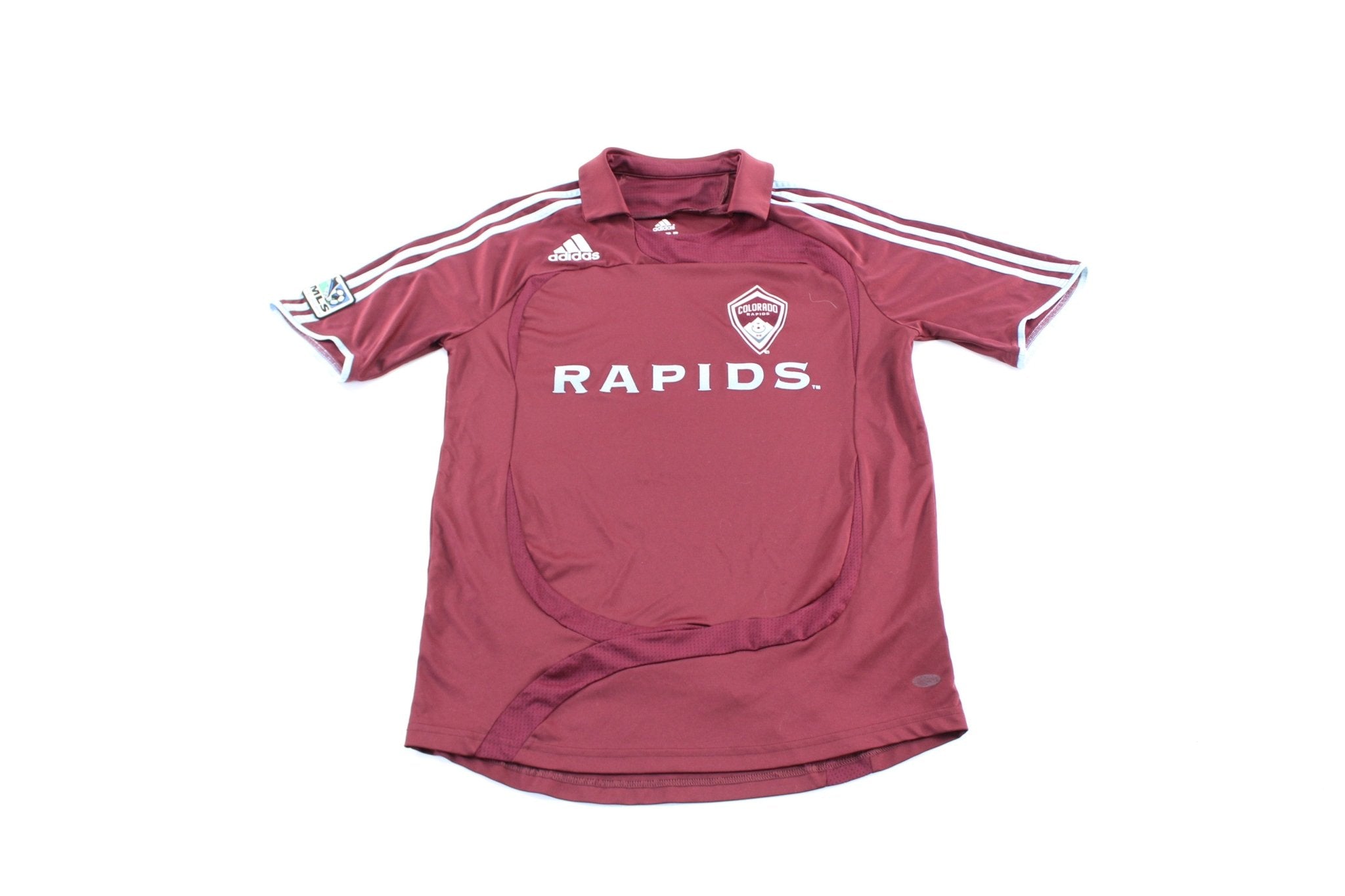 Adidas Embroidered Logo Colorado Rapids Striped Soccer Jersey - ThriftedThreads.com