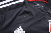 Adidas Embroidered Logo D.C. United Black & White Striped Soccer Jersey - ThriftedThreads.com