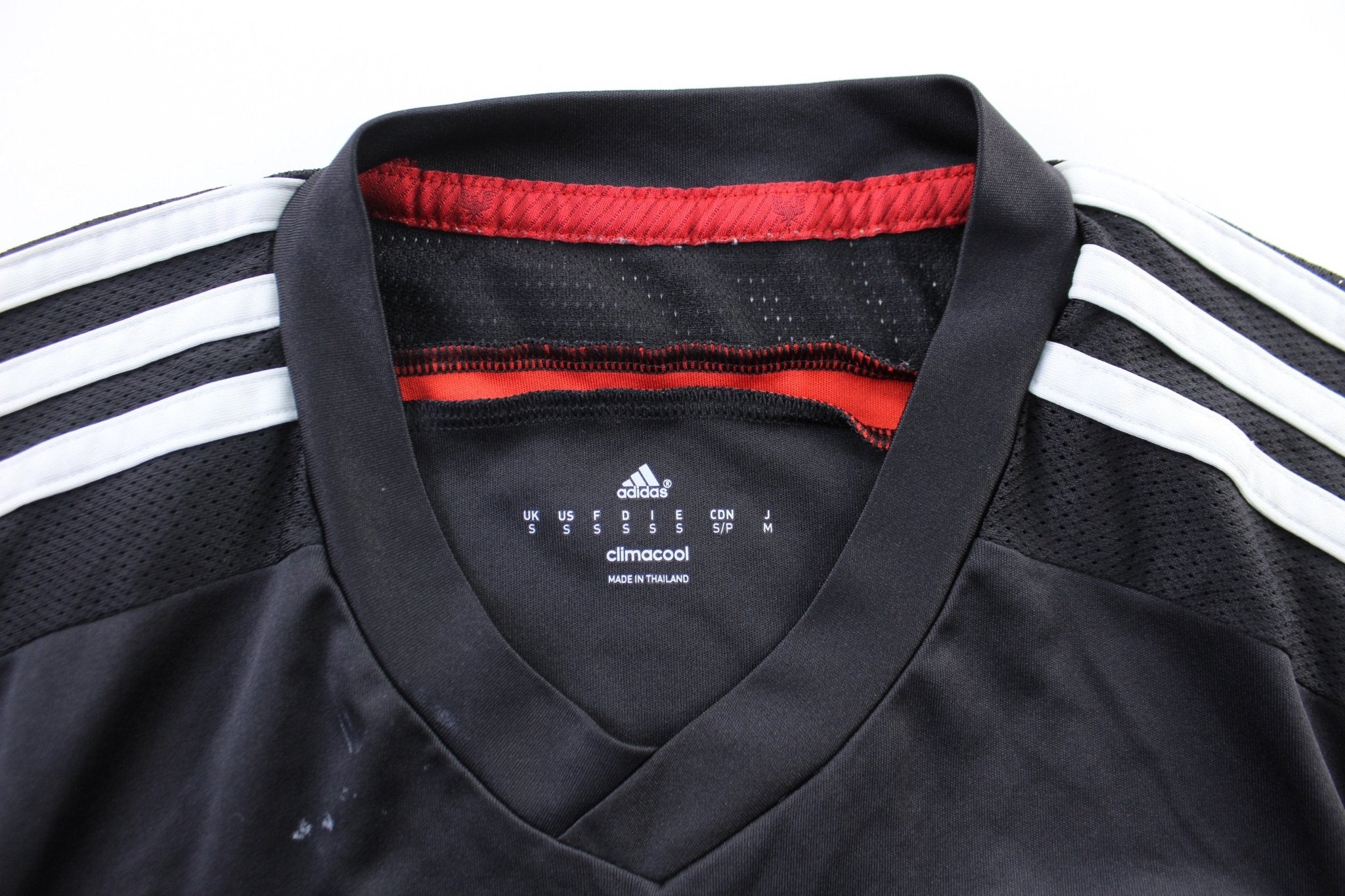 Adidas Embroidered Logo D.C. United Black & White Striped Soccer Jersey - ThriftedThreads.com